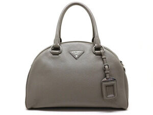 Prada Bag Handbag Calfskin Gray